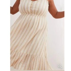 AERIE | striped tiered midi dress, size large, new with tags